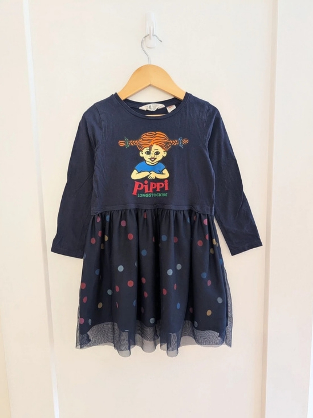 2/$30 💜 H&m Pippi Longstocking Graphic Polka Dot Casual Dress 4-6Y